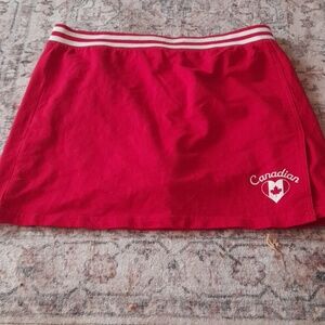 Canadian Red Athletic Skort with Striped Waistband